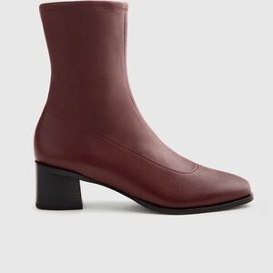Quince Maroon Italian Leather Stretch Sock Booties